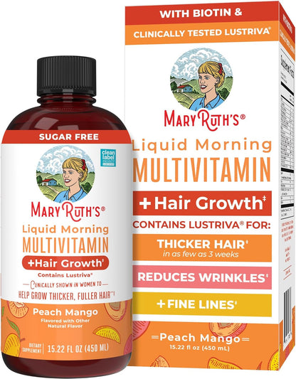 MaryRuth's Multivitamínico Líquido + Crecimiento Capilar - Clínicamente Testado con Biotina 10000 mcg - 450 ml
