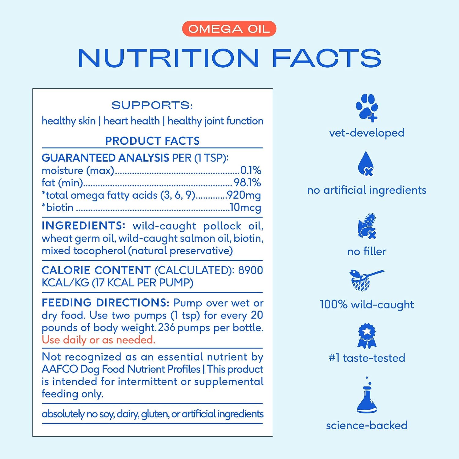 Native Pet Aceite de Pescado Omega 3 para Perros y Gatos – Aceite de Salmón Salvaje de Alaska para la Piel y el Pelaje, Apoya Articulaciones, Corazón y Salud General – Suplemento Líquido de Rápida Absorción – 473 ml