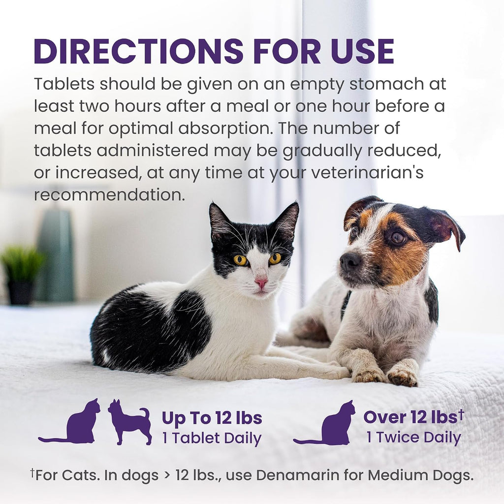 Nutramax Denamarin para Perros y Gatos Pequeños - Suplemento Hepático con SAMe y Silibina, 30 Comprimidos Recubiertos