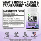 DR. MARTIN'S NUTRITION Biotina 10.000 mcg con Vitamina D3 y E, 180 Cápsulas