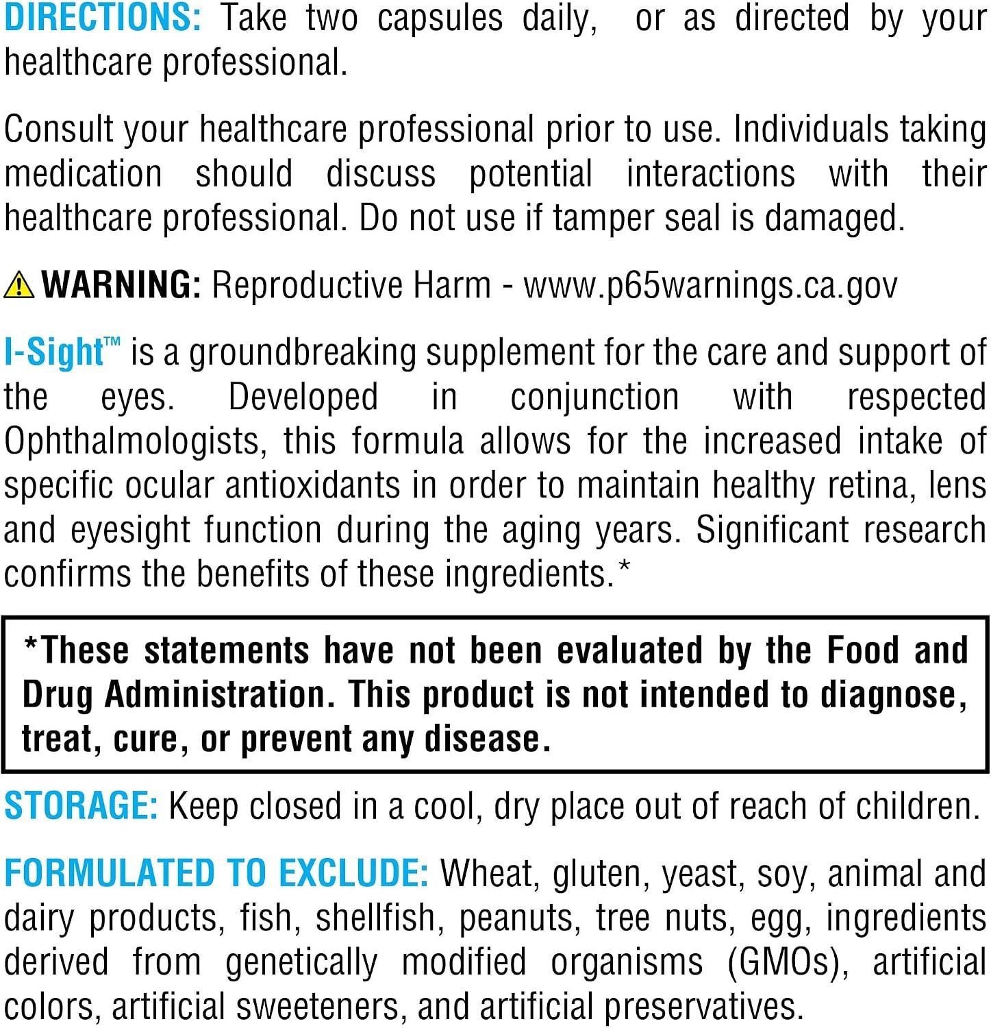 XYMOGEN I-Sight - Salud ocular y apoyo a la visión - Fórmula de nutrientes antioxidantes - Ayuda a la salud de la mácula, la retina y el cristalino - Vegetariano, sin gluten y sin lácteos - 60 cápsulas