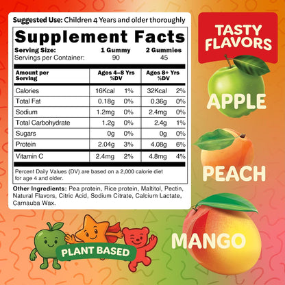 Bear Bites Gummies - Gomitas Proteicas Vegetales para Niños - Sin Azúcar, Veganas, con Vitamina C - 90 Unidades – Image 2