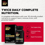 GNC Mega Men 50 Plus Multivitamínico para Hombres, Salud Cardíaca y Prostática, Vitaminas B, Saw Palmetto, Vitamina D-3, 60 Comprimidos