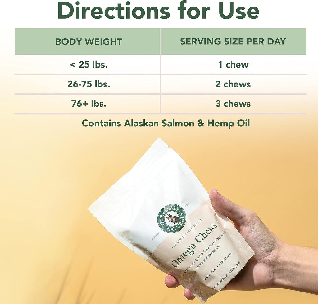 Veterinary Naturals Hemp Oil & Salmon Oil Chews for Dogs - 60 Soft Chews
