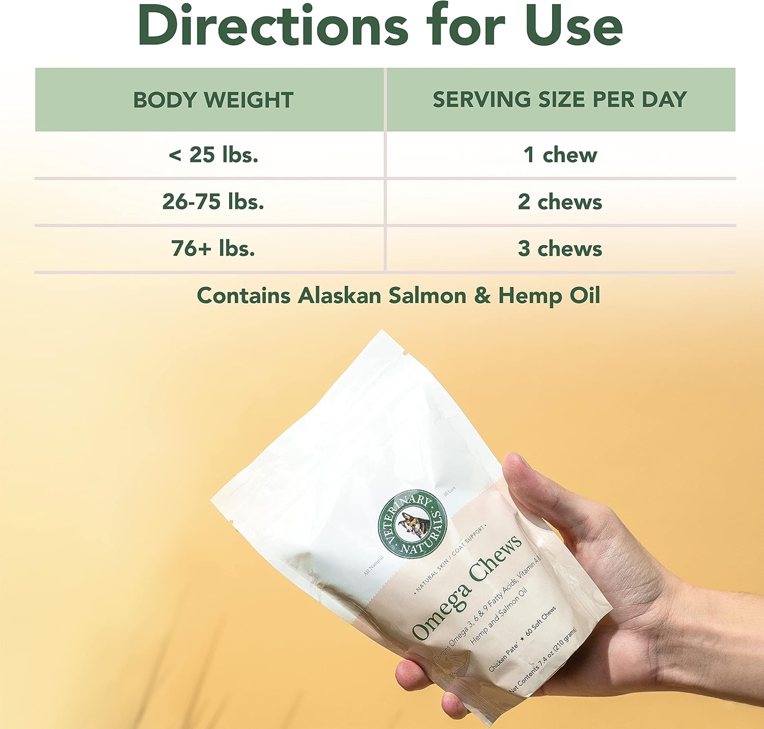 Veterinary Naturals Hemp Oil & Salmon Oil Chews for Dogs - 60 Soft Chews