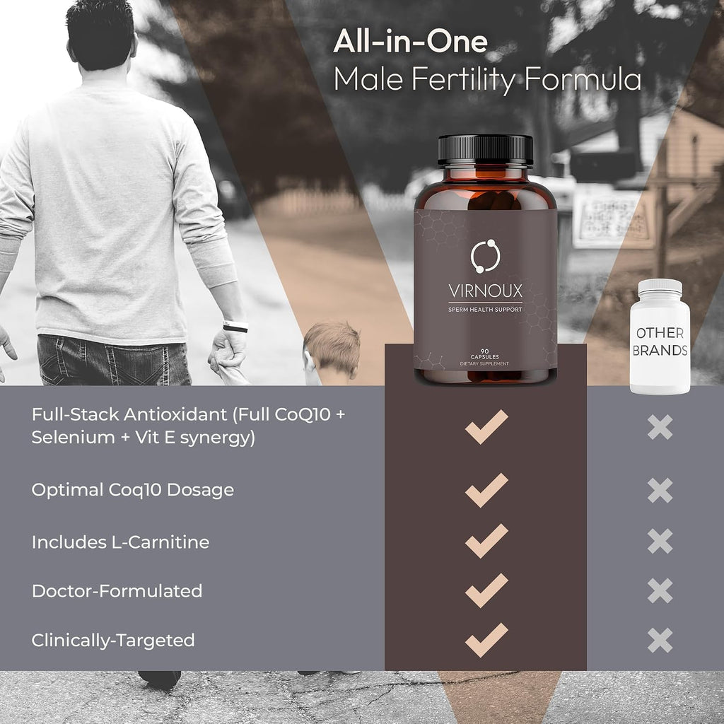 Virnoux: Suplemento de Fertilidad Masculina - Vitaminas Prenatales para Hombres, 30 Días