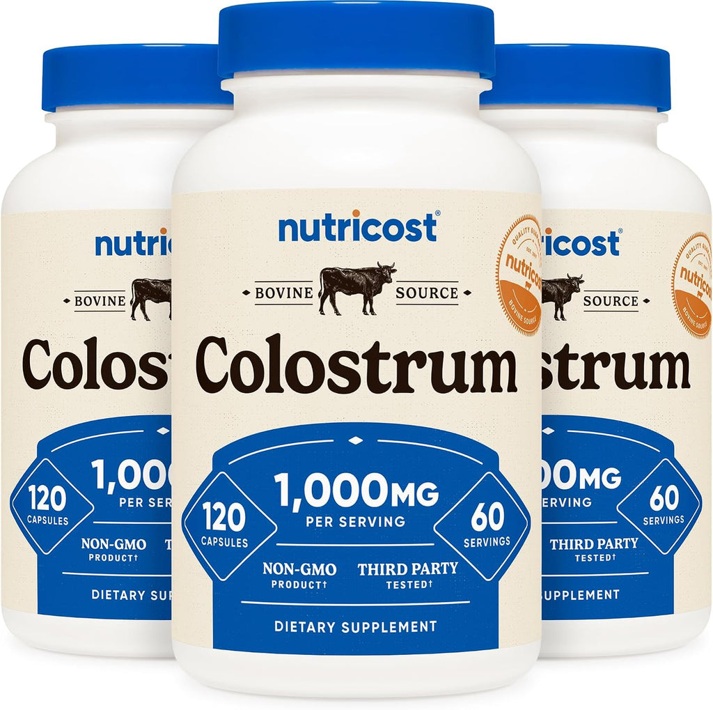 Nutricost Calostro 1000mg por Dosis, 360 Cápsulas (3 Botellas)