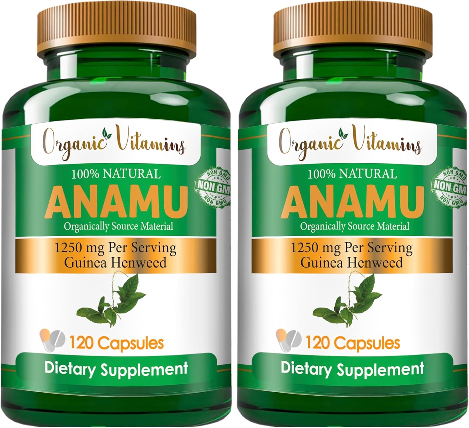 Organic Vitamins Anamu 1250mg 100% Organically Grown 120 Capsules Petiveria Allicea