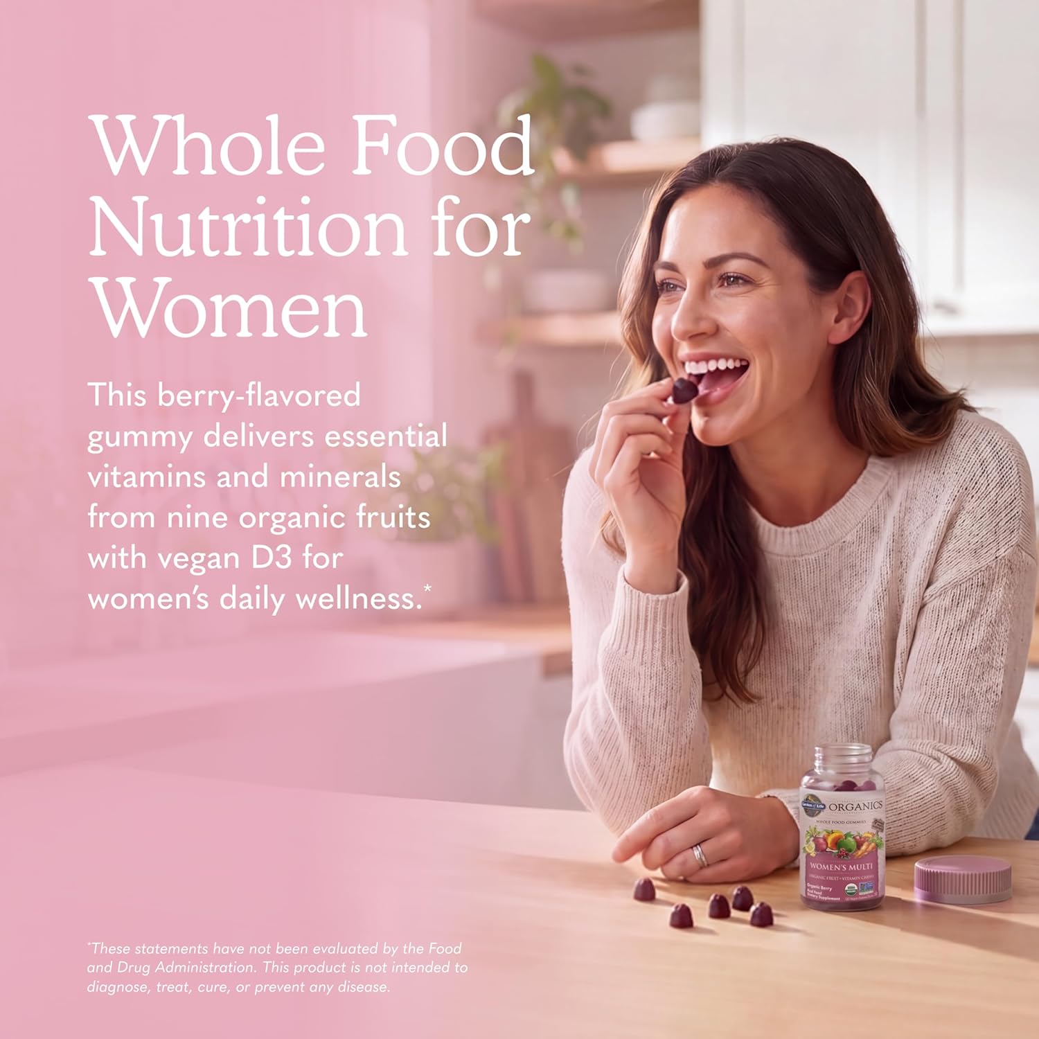 Garden of Life Organics Women's Gummies - Multivitamínico para mujeres con Metil B12, C y D3, Orgánico, Vegano, Sabor Bayas, 120 gomitas