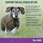 Pet MD Probióticos y Enzimas para Perros - Masticables de Salud Intestinal con Prebióticos - 60 unidades
