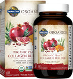 Garden of Life Organics Plant Collagen Builder con biotina y silicio – Suplemento vegano para cabello, piel, uñas y articulaciones, USDA orgánico, 60 comprimidos