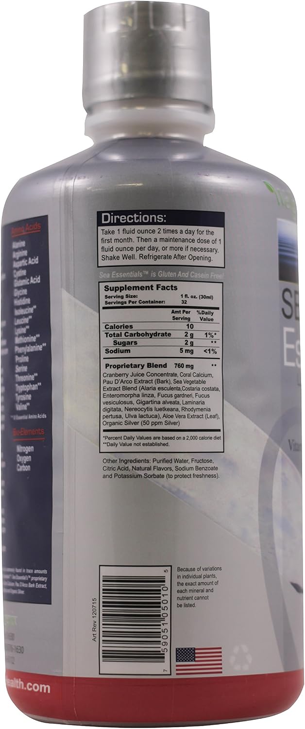 Wellgenix Sea Essentials Minerales Líquidos Traza con Calcio de Coral, 946 ml
