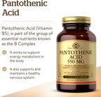 Solgar Pantothenic Acid 550 mg - 100 Vegetable Capsules - Vitamin B5