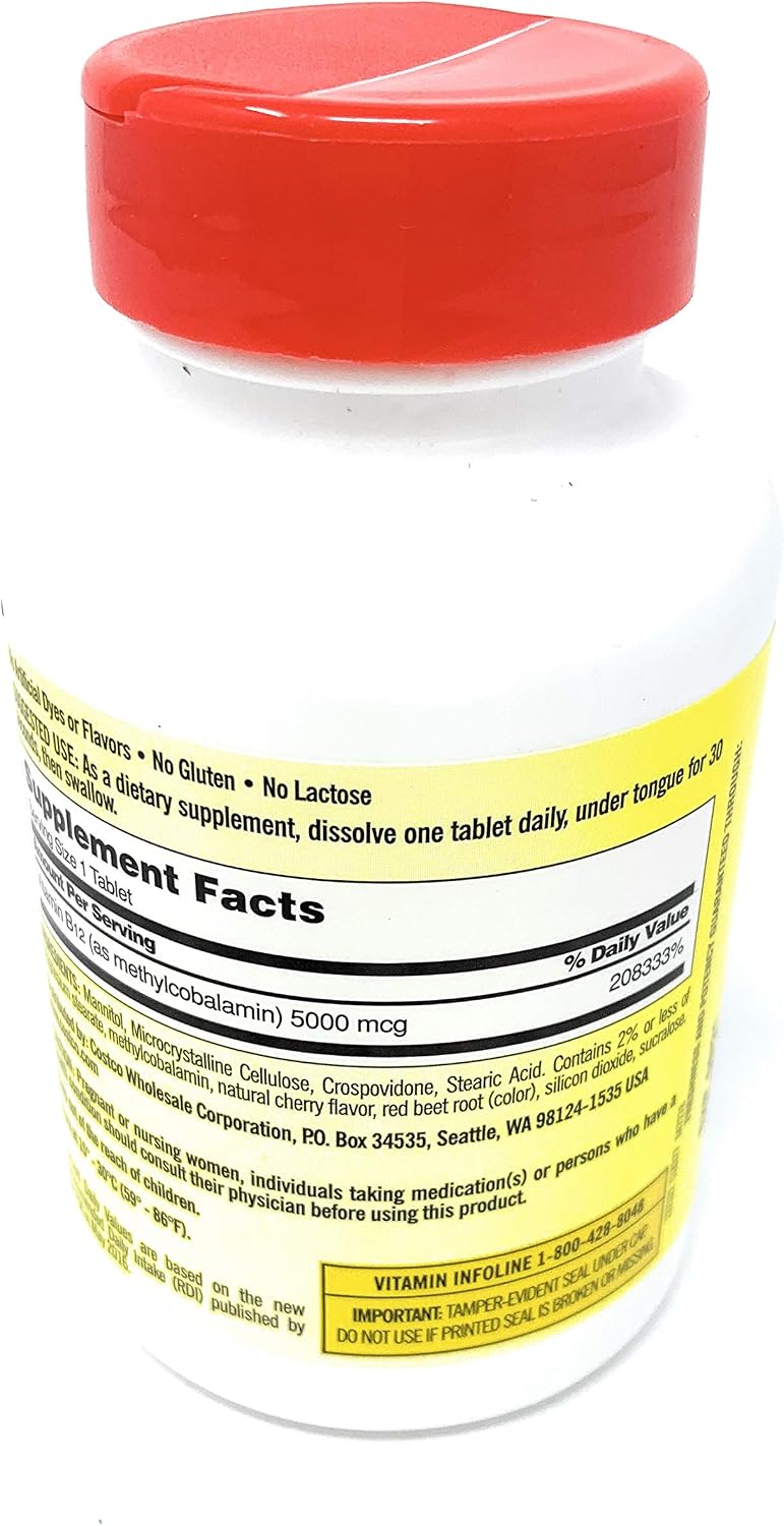 Kirkland Signature B-12 de disolución rápida 5000 mcg, 300 tabletas