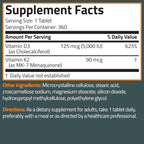 Bronson Vitamina K2 D3 (MK7) - 360 Comprimidos, D3 5000 UI (125 mcg) y K2 MK-7 90 mcg