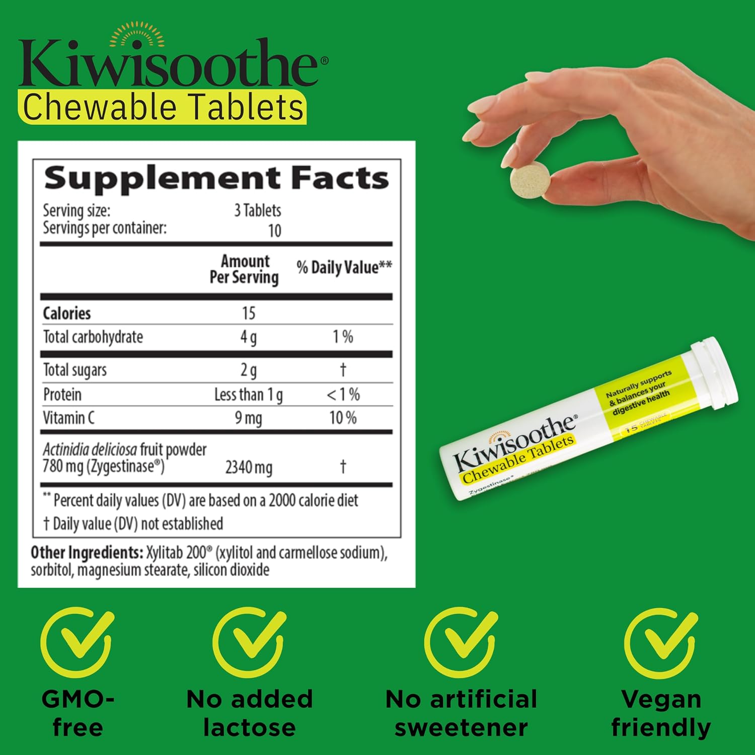 AFT Pharmaceuticals KiwiSoothe Suplemento Digestivo, 30 Comprimidos Masticables