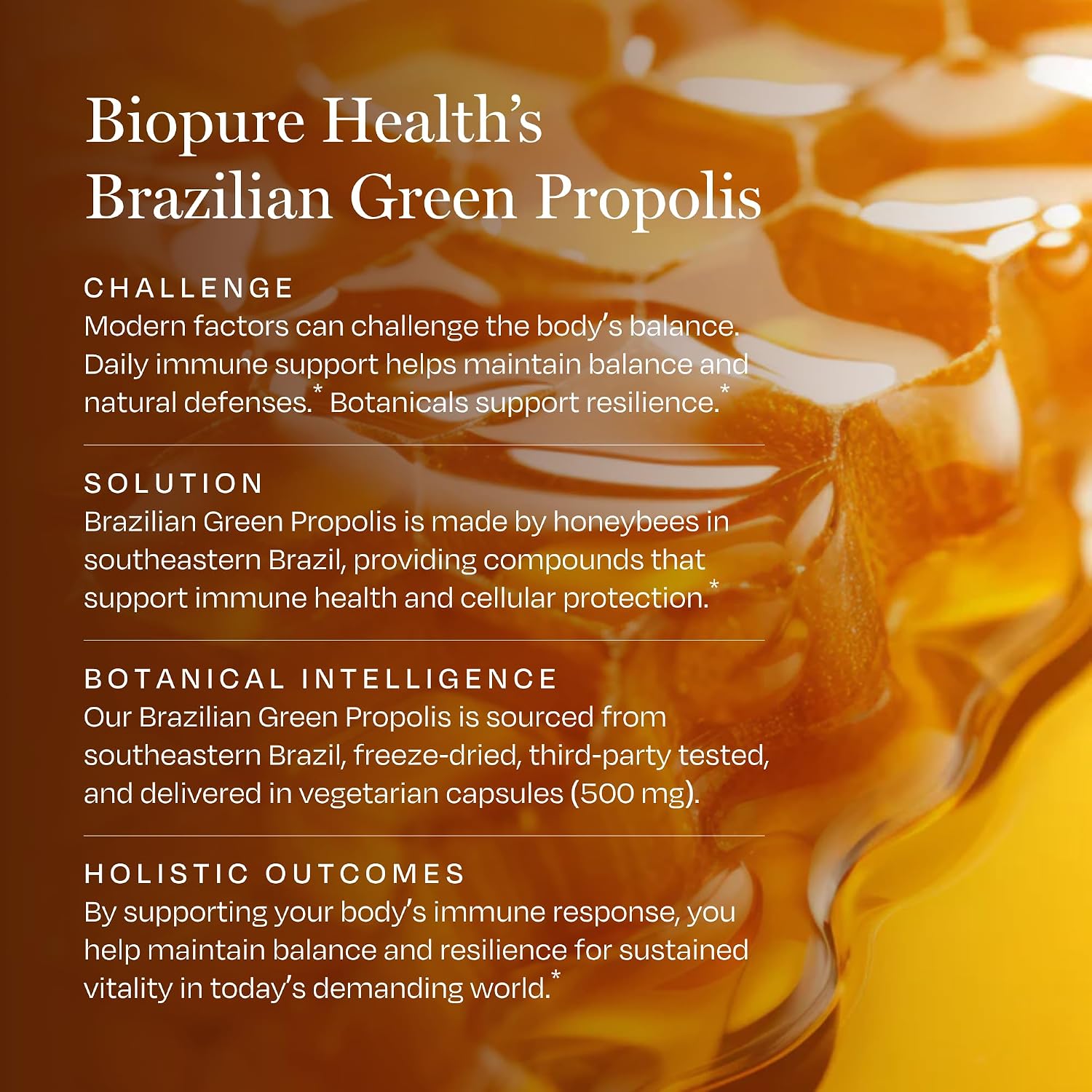 BioPure Propóleo Brasileño Verde – Extracto Puro Liofilizado – 60 Cápsulas