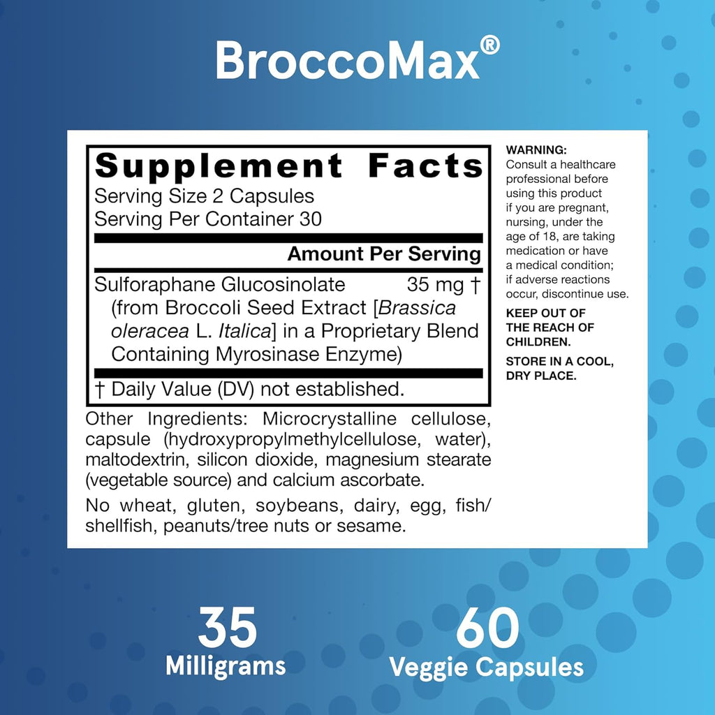 Jarrow Formulas BroccoMax Sulforaphane Generator 35 mg - 60 Cápsulas Vegetales de Liberación Retardada