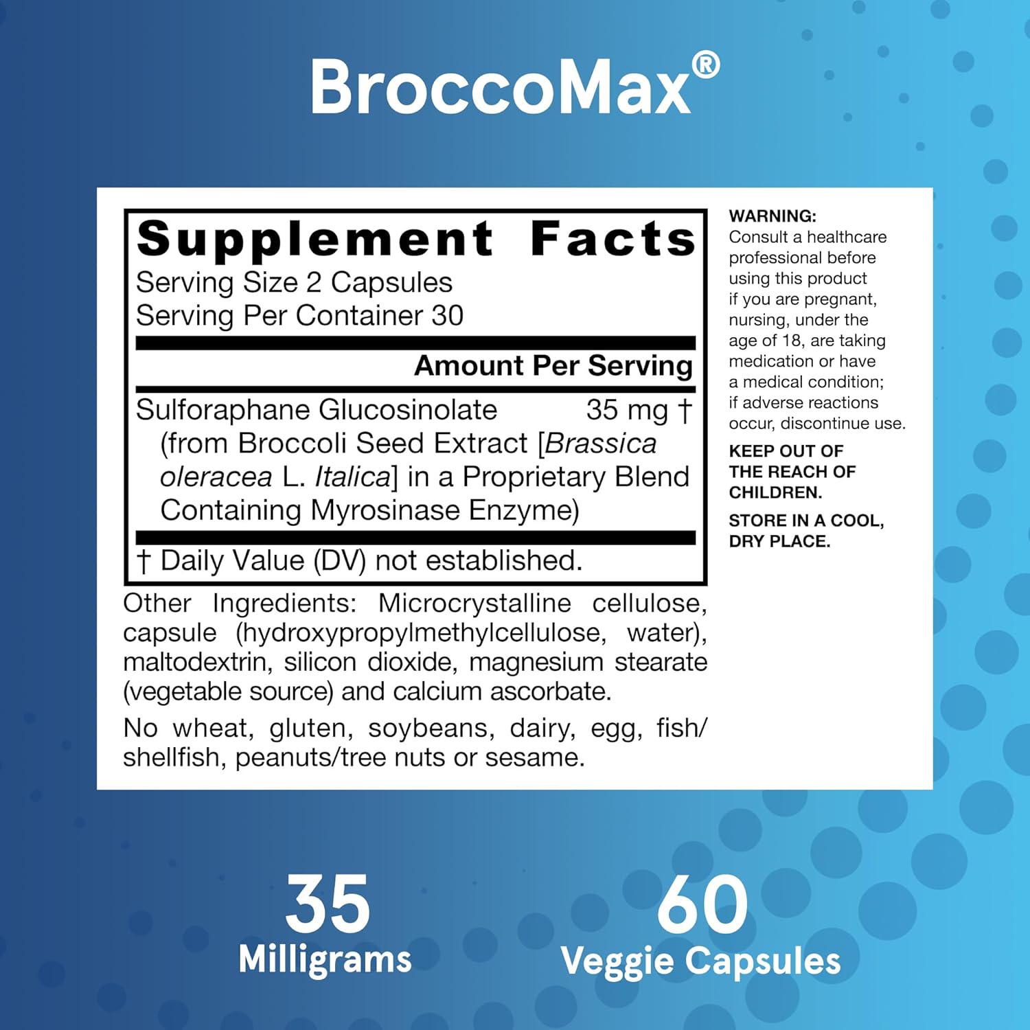 Jarrow Formulas BroccoMax Sulforaphane Generator 35 mg - 60 Cápsulas Vegetales de Liberación Retardada