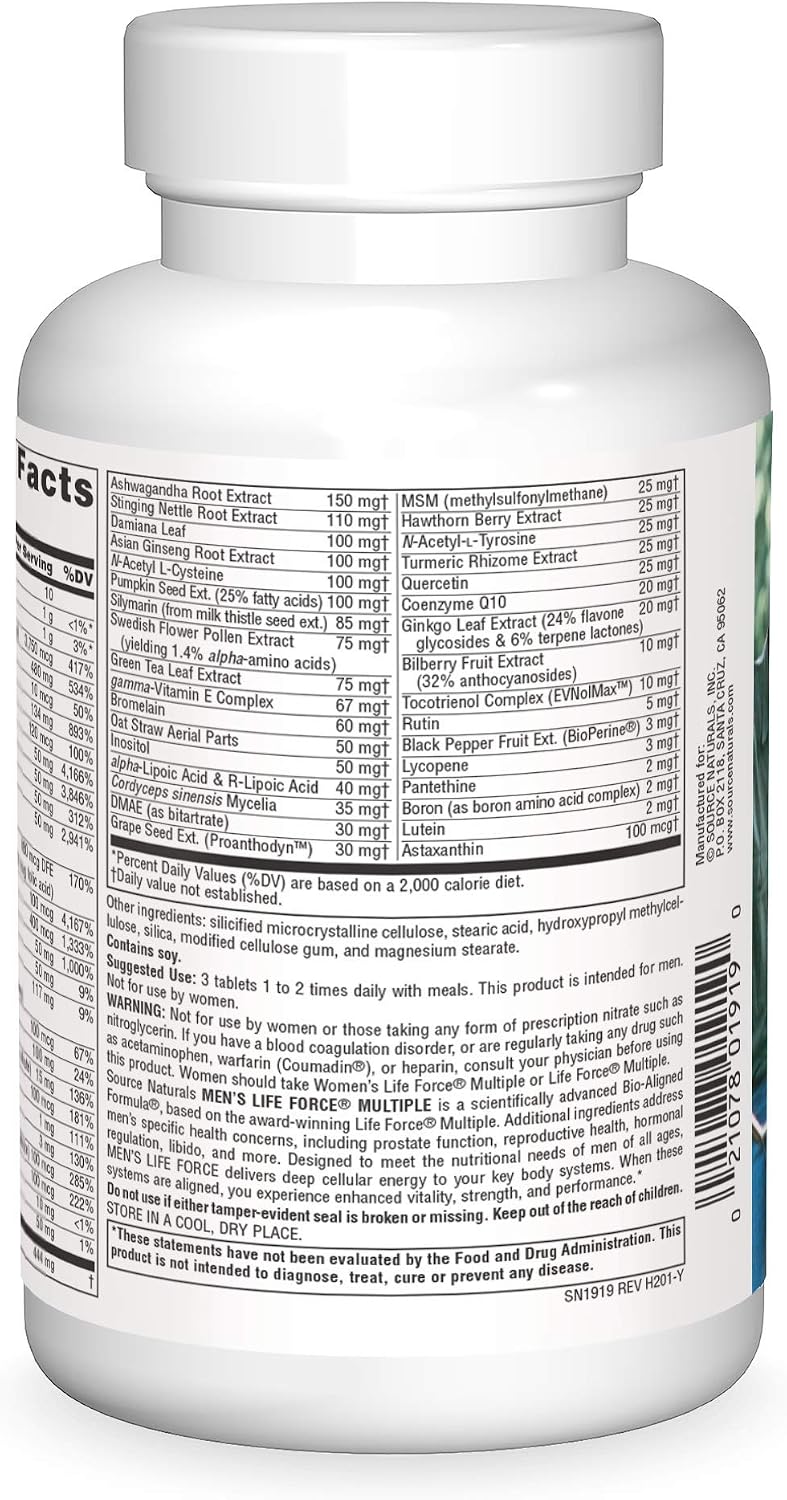 Source Naturals Men's Life Force Multivitamínico Diario para Hombres - 180 Comprimidos