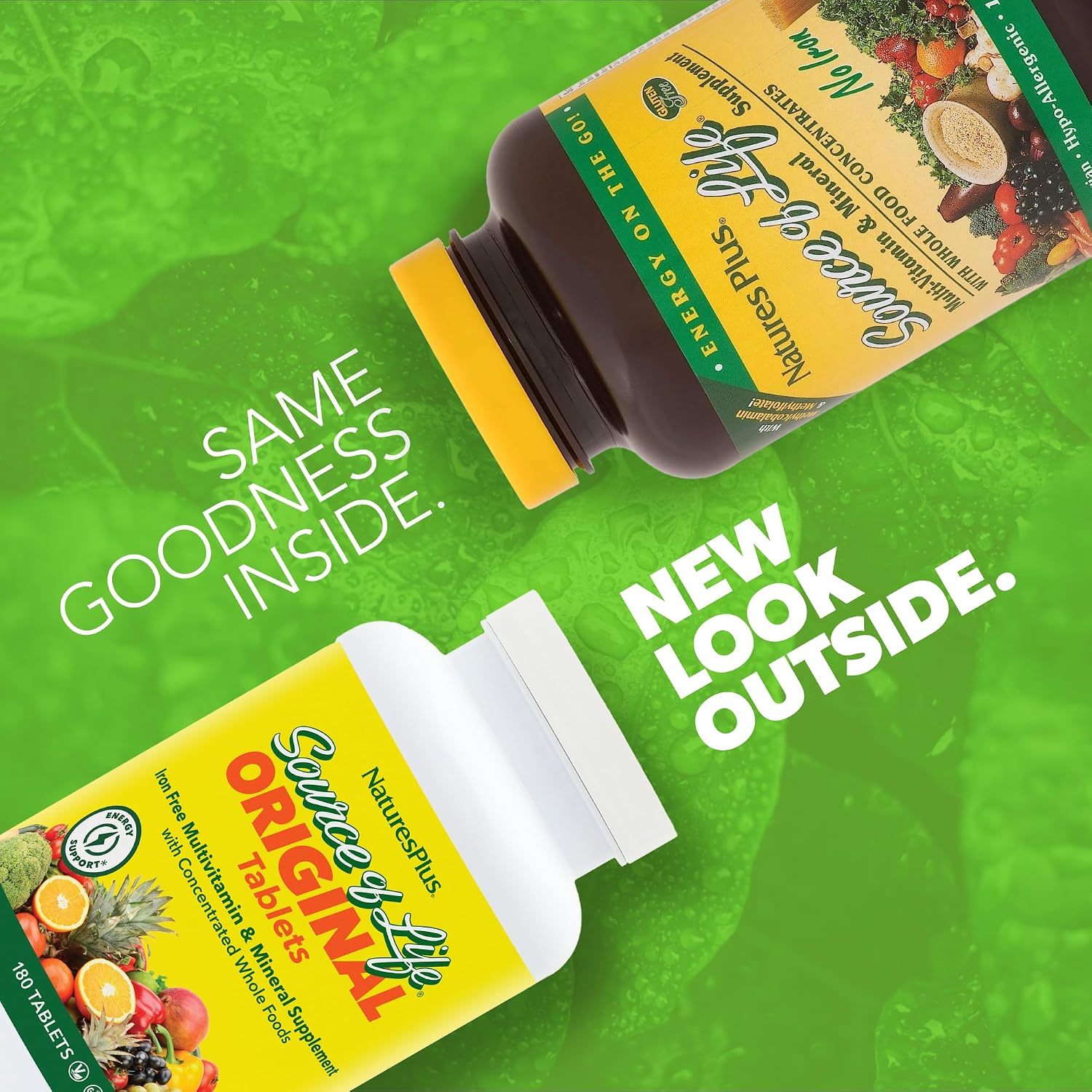 NaturesPlus Source of Life Sin Hierro - 180 Comprimidos - Multivitamínico y Mineral con Vitamina D3