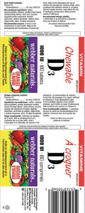 Webber Naturals Vitamin D3 1000 IU, Orange Flavour, 180 Chewable Tablets
