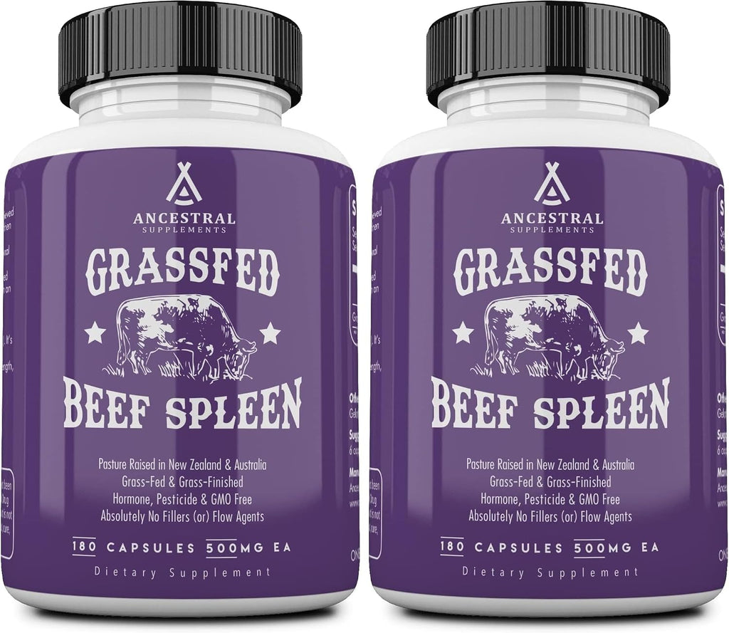 Ancestral Supplements - Suplemento de Bazo de Ternera Alimentado con Pasto - 180 Cápsulas