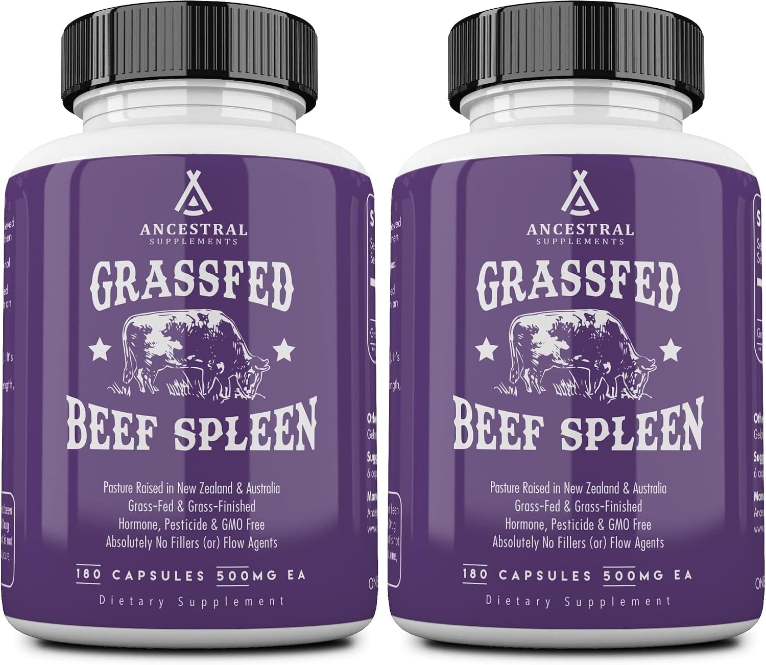 Ancestral Supplements - Suplemento de Bazo de Ternera Alimentado con Pasto - 180 Cápsulas