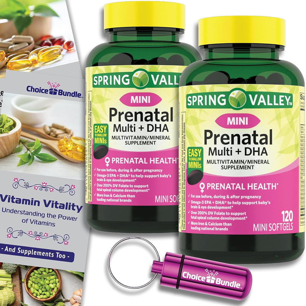 Choice Bundle: Prenatal Multi + DHA Completo Multivitamínico y Mineral – 240 Cápsulas Blandas (2 envases de 120)