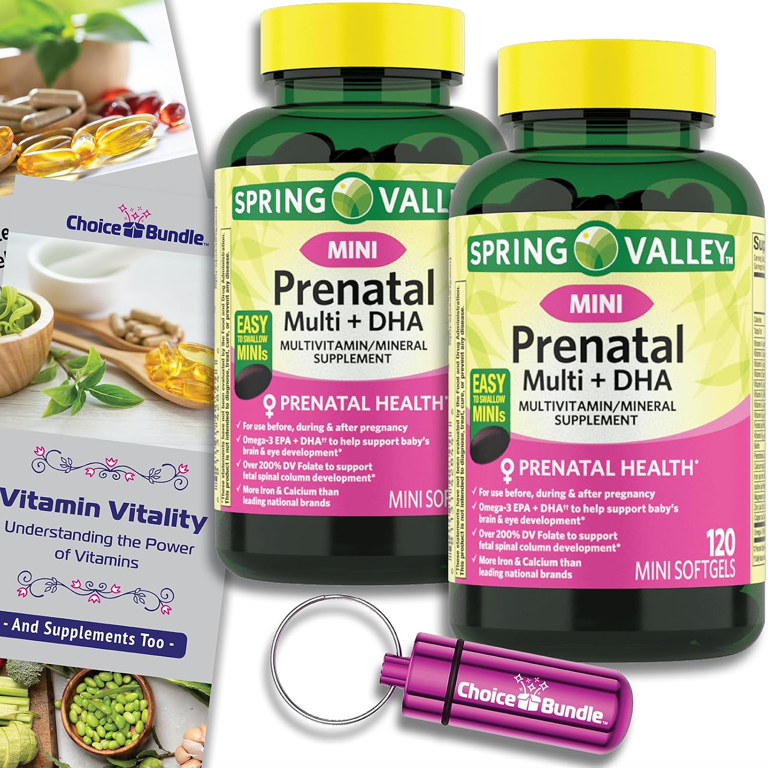 Choice Bundle: Prenatal Multi + DHA Completo Multivitamínico y Mineral – 240 Cápsulas Blandas (2 envases de 120)