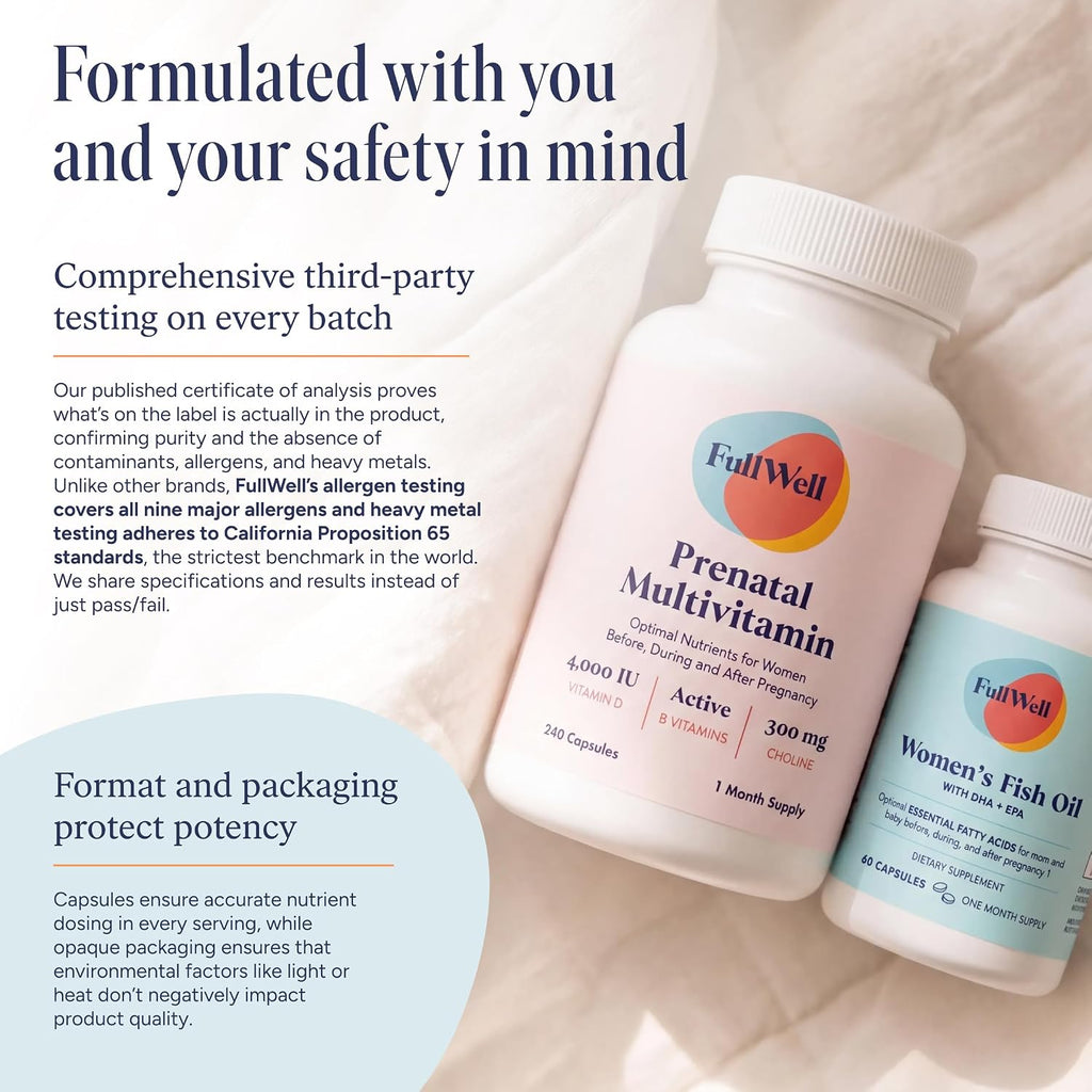 FullWell Women's Prenatal Essentials - Multivitamínico Prenatal y Aceite de Pescado