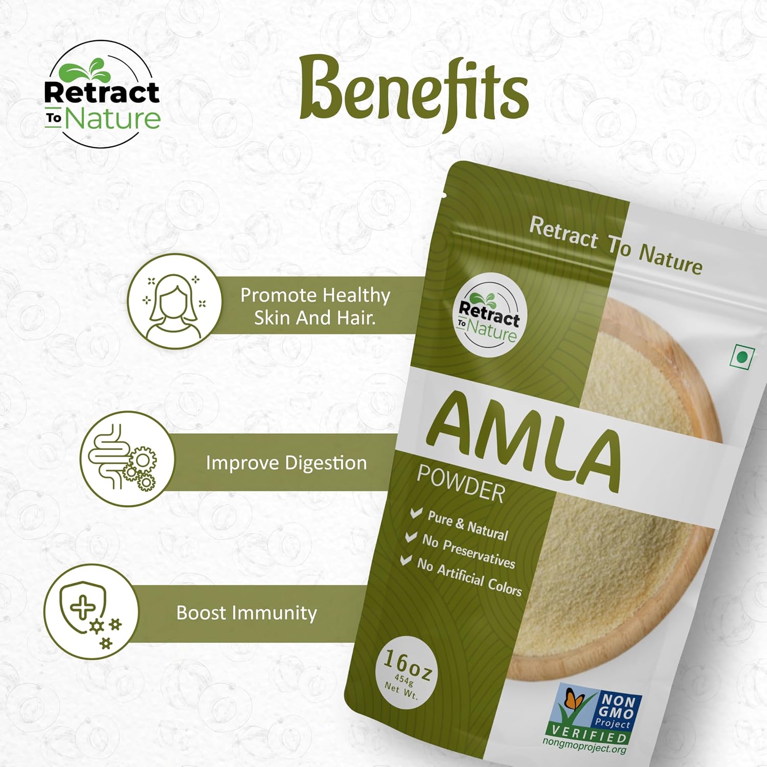 Retract To Nature Amla Powder (Amalaki) - 16 oz, Fuente Natural de Vitamina C del Himalaya