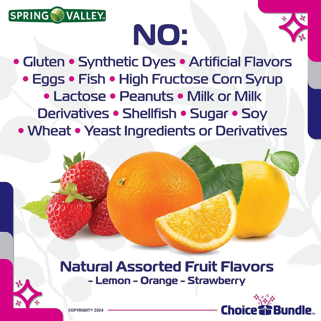 Pack de 2: Gomitas de Vitamina D 50 mcg (2000 UI) Sin Azúcar - Spring Valley + Guía y Pastillero