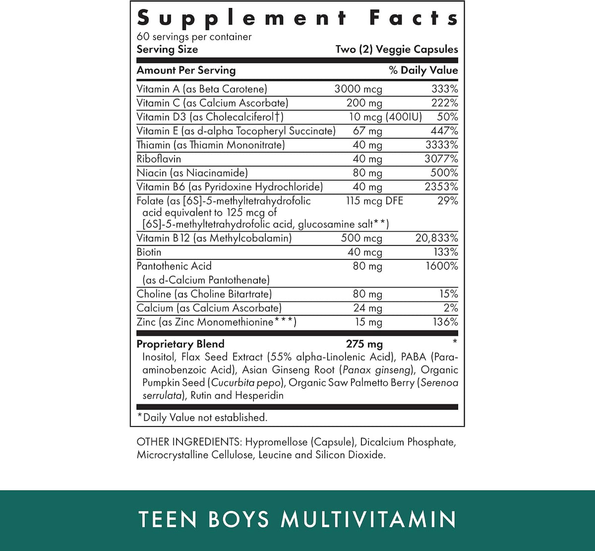Michael's Health Teen Boys Multivitamínico Diario, 120 Cápsulas Vegetarianas, Kosher – Image 2