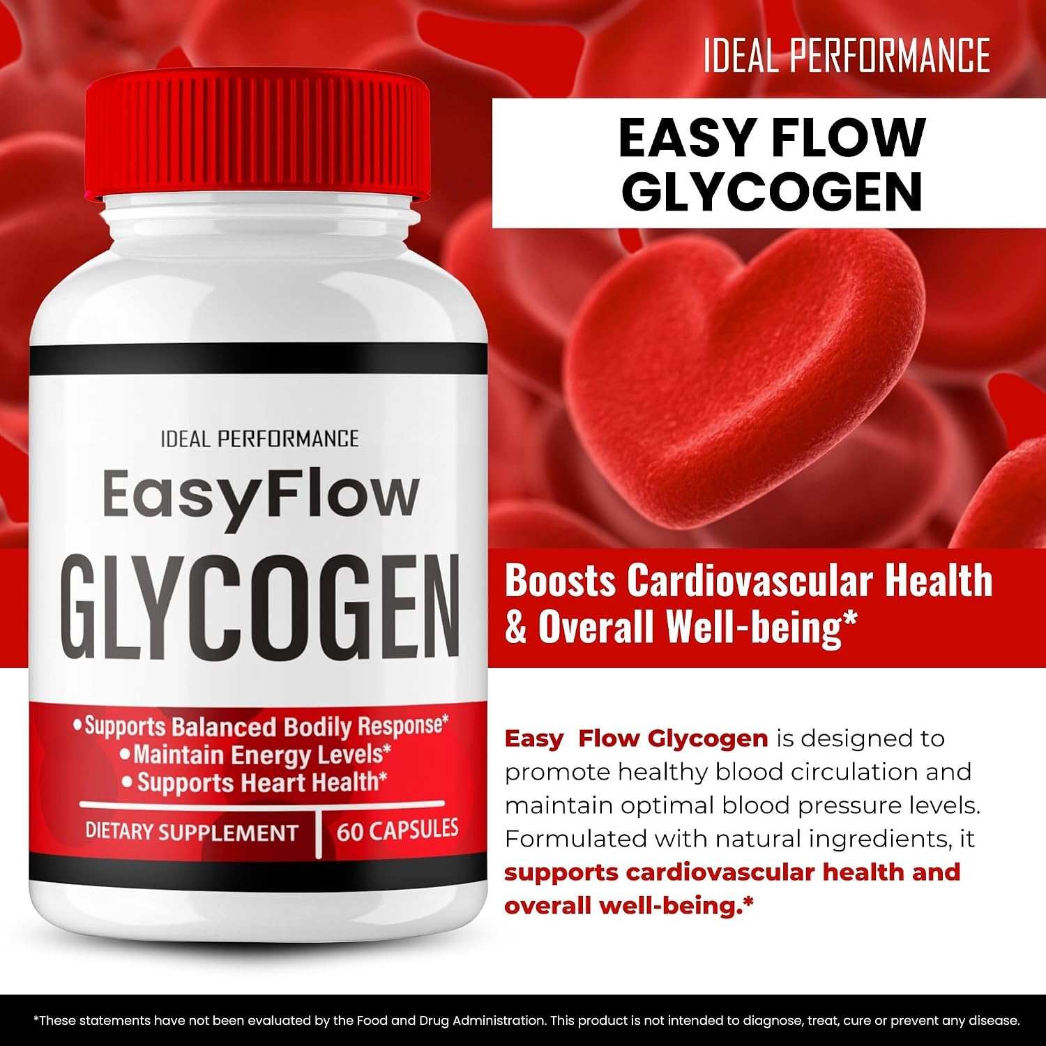Easy Flow Glycogen Support Cápsulas - Fórmula Oficial, Máxima Potencia, 60 Cápsulas