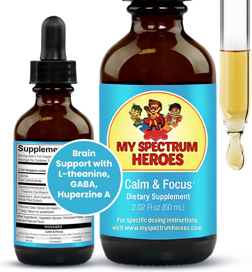 Calm & Focus Drops - Suplemento de apoyo cognitivo con L-teanina, GABA y Huperzina A (60 ml)