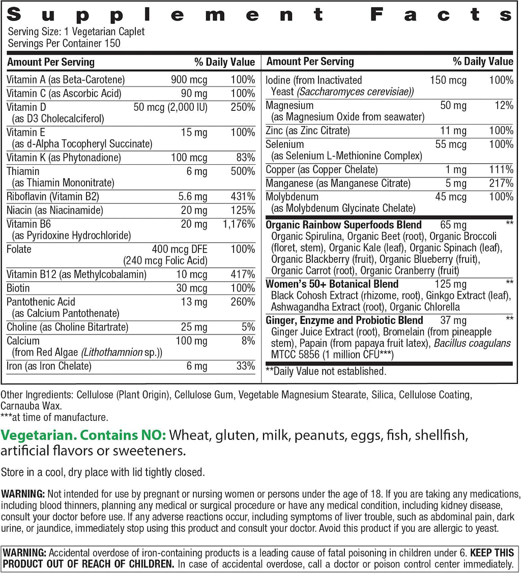 Rainbow Light Women’s One + Multivitamínico 50 Plus, 150 Comprimidos