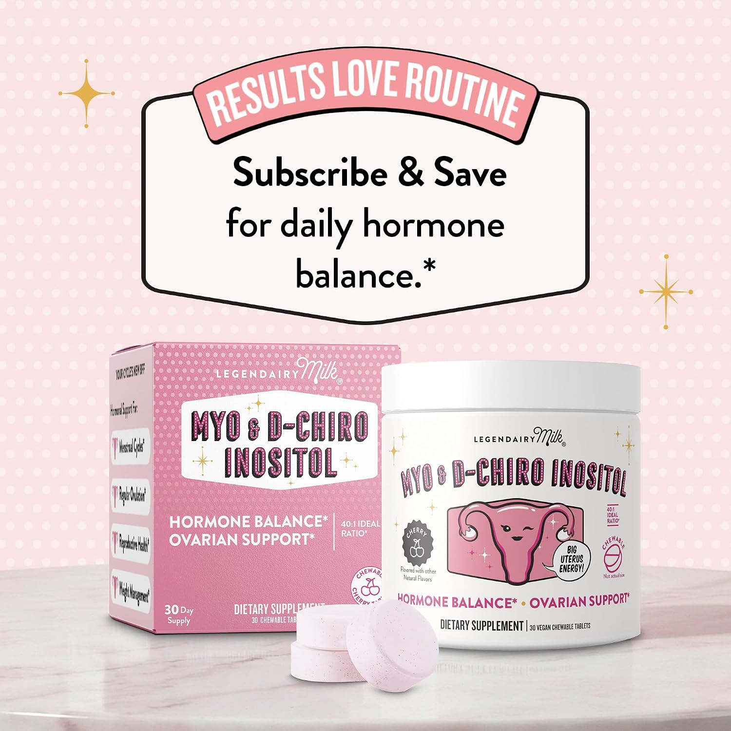 Legendairy Milk Inositol 40:1 - Comprimidos Masticables sabor Cereza, 30 Días