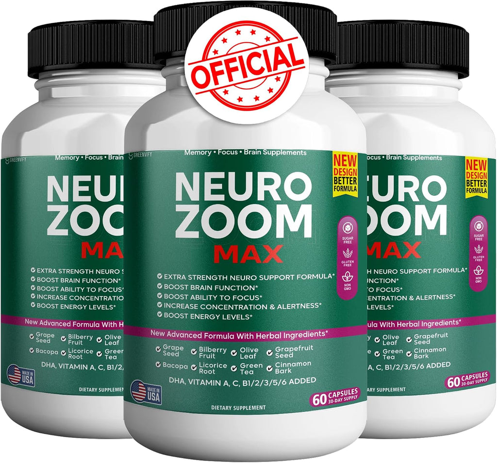 Neuro Zoom Max Extra Strength - Apoyo Cerebral con Ingredientes Herbales, 60 Cápsulas (2)