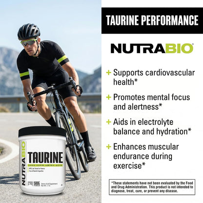 NutraBio Polvo de Taurina 500g | L-Taurina – Libre de: OGM, BSE/EBT, gluten, soja, lácteos y aditivos artificiales. – Image 3