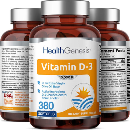 Vitamina D3 10000 UI 380 Cápsulas Blandas – – Funcionamiento normal de los músculos: Contribuye a la función – Image 4