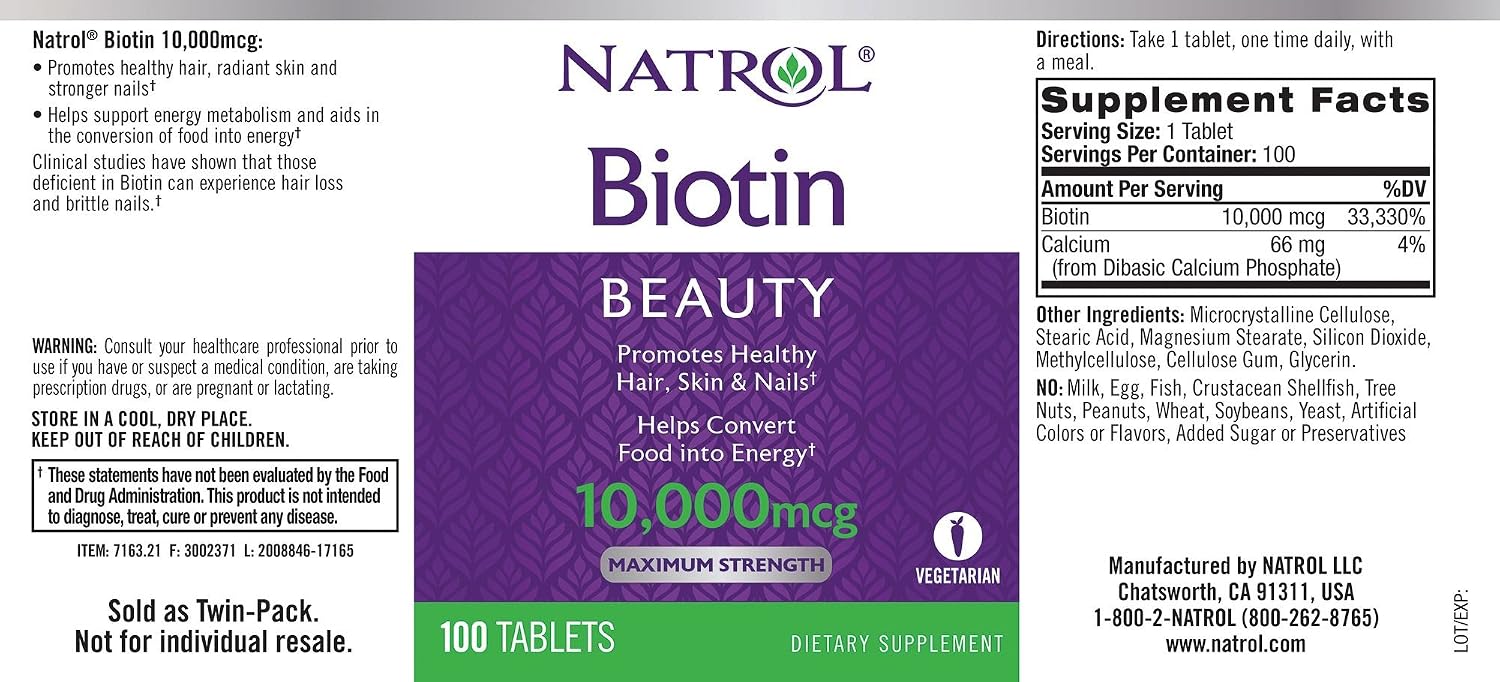 Natrol Biotina 10000 mcg - 200 Tabletas