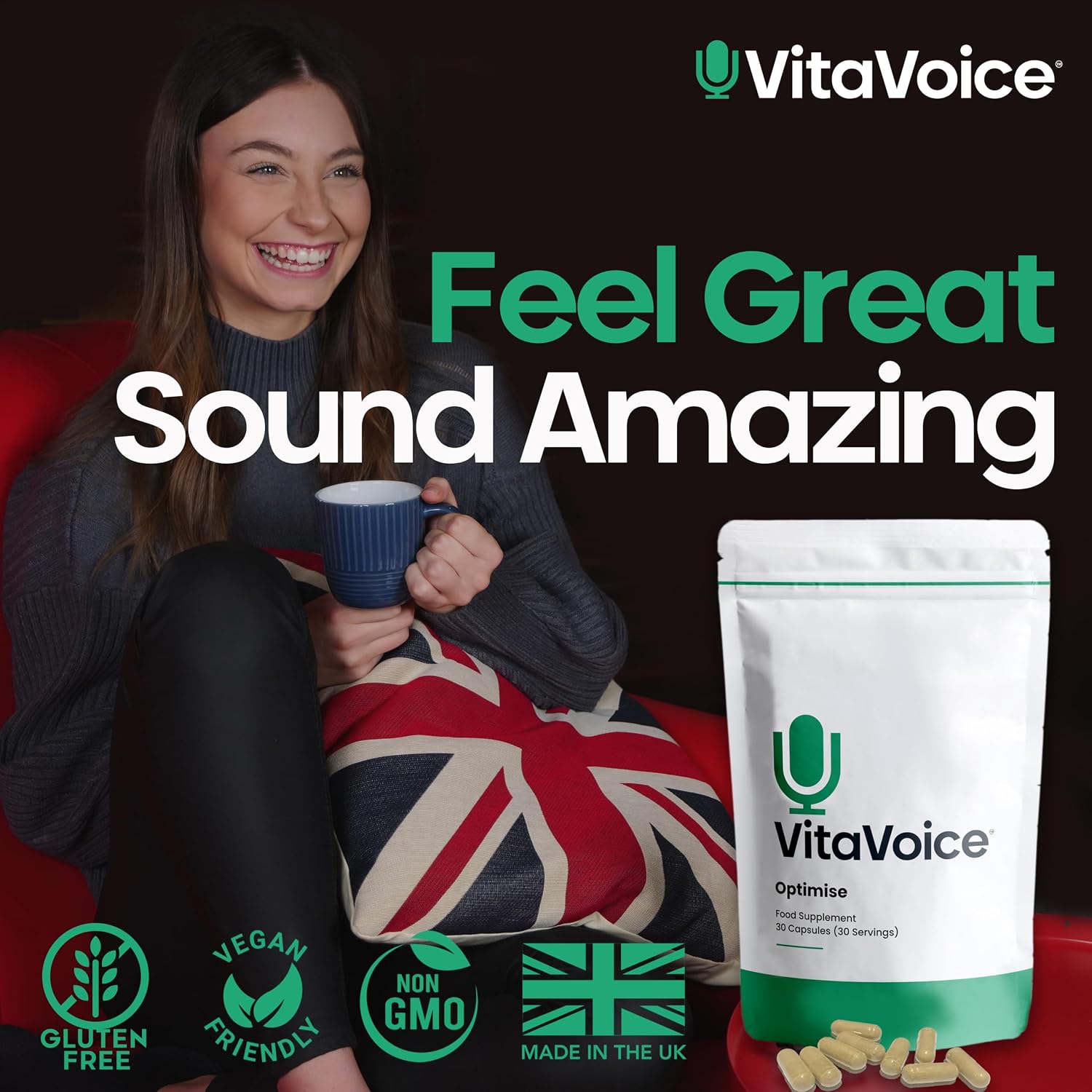 VitaVoice Nootrópicos y Vitaminas para Salud Vocal, Bienestar y Mente, 30 Cápsulas