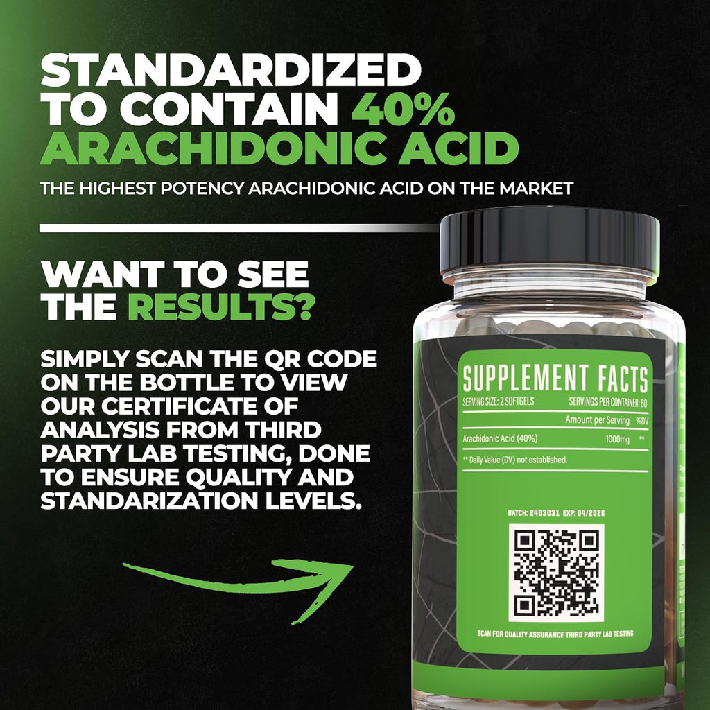 Arachidone, Ácido Araquidónico 1500 mg, 120 Cápsulas Blandas