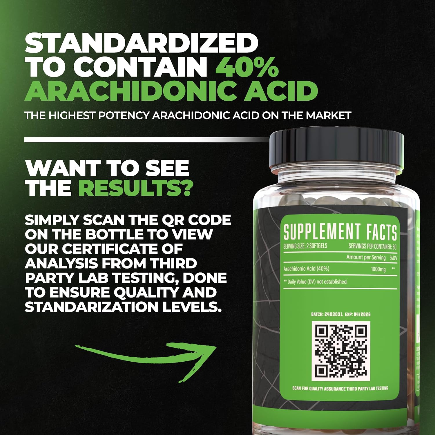 Arachidone, Ácido Araquidónico 1500 mg, 120 Cápsulas Blandas