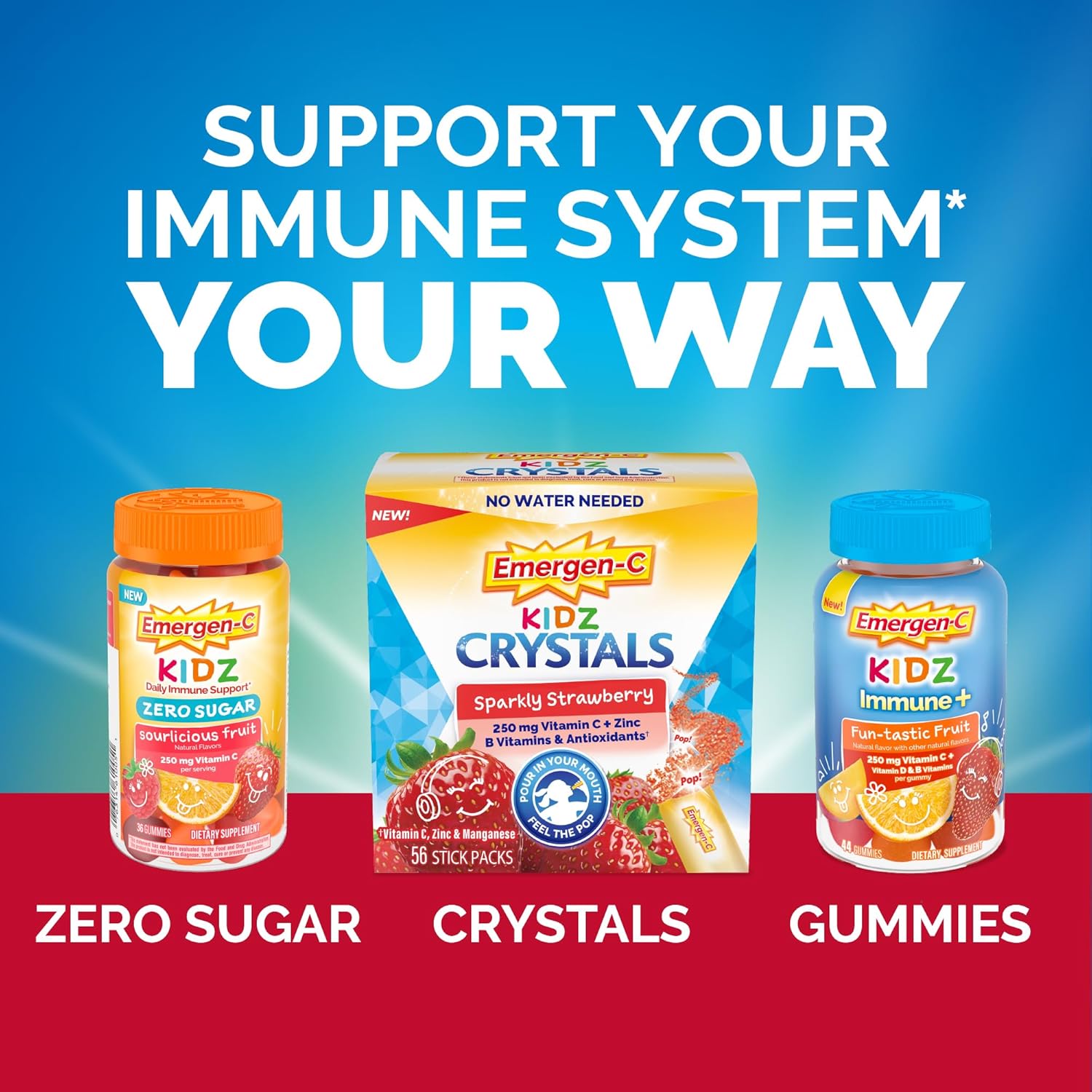 Emergen-C Kidz Gomitas de Vitamina C para el Sistema Inmunitario - Sabor Fruta Divertida - 44 unidades