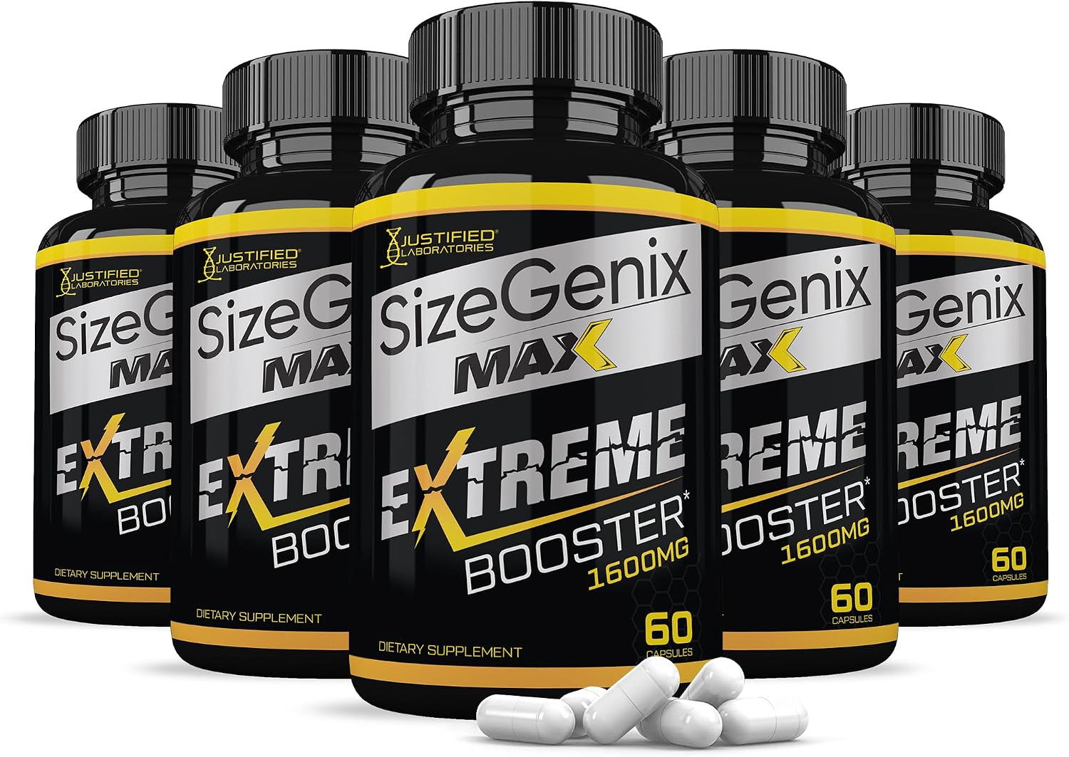 Sizegenix Max 1600MG – Fórmula Avanzada para la Salud Masculina, Pack de 5 (300 Cápsulas)