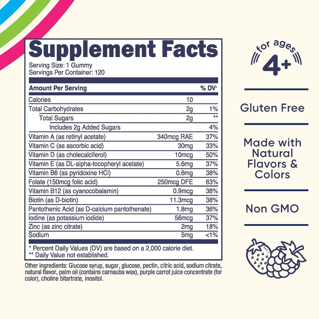 Nutricost Gomitas Multivitamínicas para Niños - 120 Gomitas Sabor Frutos Rojos - Sin Gluten, No-GMO, Vegetariano