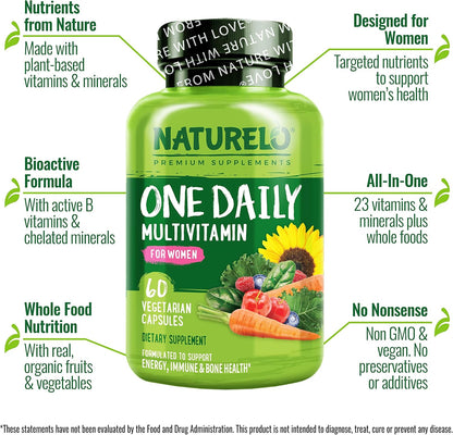 NATURELO One Daily Multivitamin for Women – – Vitamina B6 (P-5-P): la forma fosforilada y activa de la vitamina B6. – Image 2