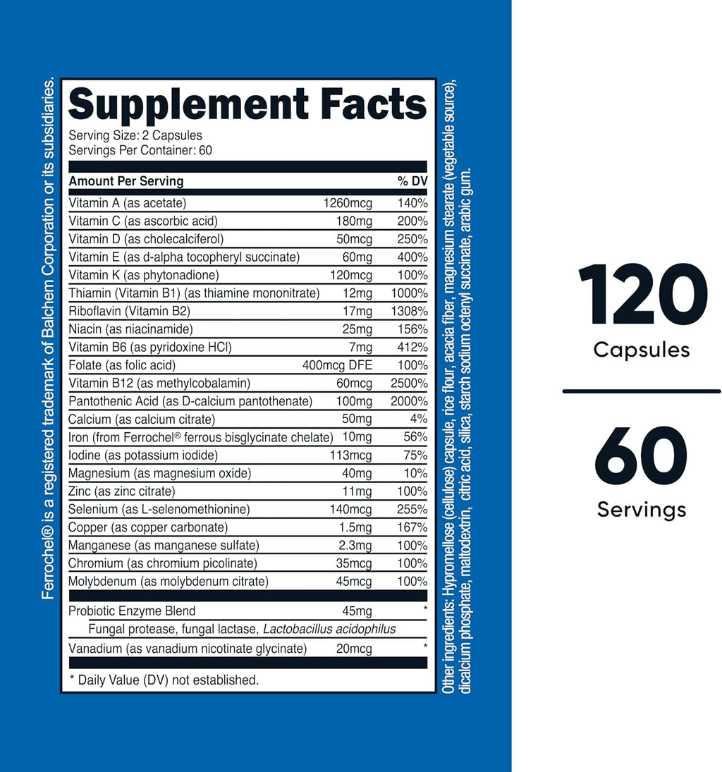 Nutricost Multivitamin with Probiotics 120 Vegetarian Capsules (3 Bottles)